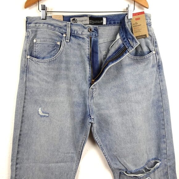 Levi's Silvertab Straight Jeans Men's Size 36x32 Blue Denim Distressed Relaxed - Picture 4 of 11